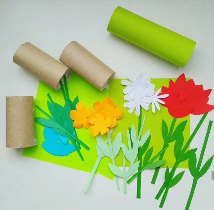 Весенние букеты из цветной бумаги
