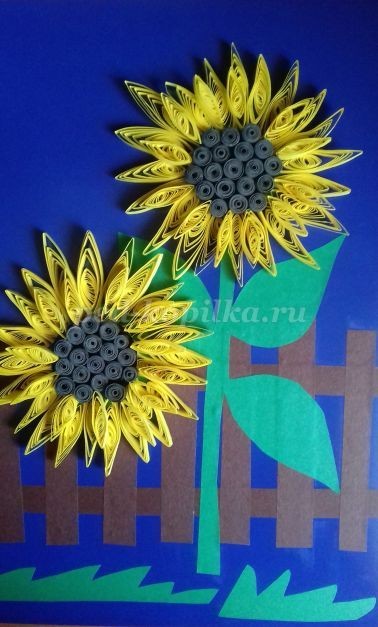 Аппликация "Подсолнух" в технике квиллинга: мастер-класс, часть 2