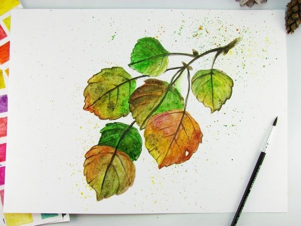 ​Осенние листья акварелью