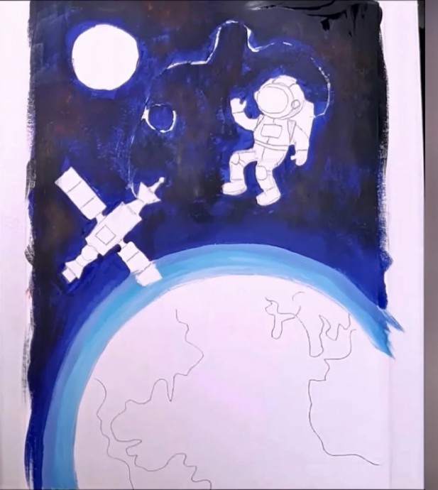 Рисуем космонавта в космосе
