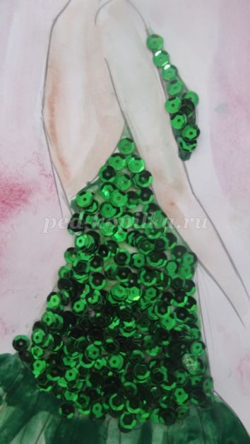 Акварельная зарисовка с пайетками