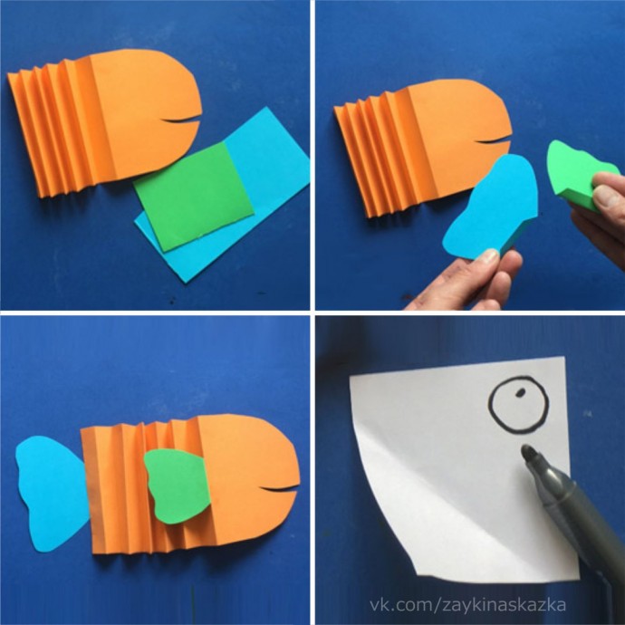 Бумажные рыбки, сделанные гармошкой