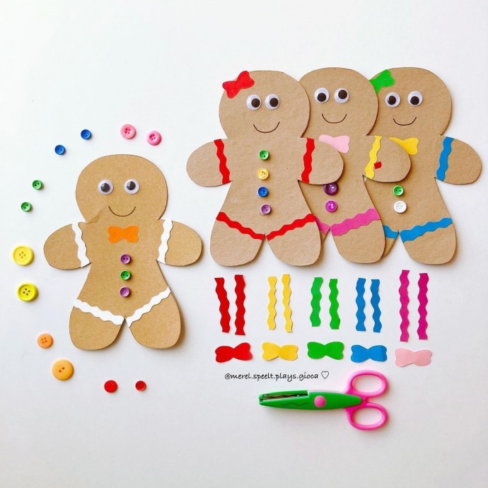 Пряничные человечки из крафт бумаги Пряничные человечки из крафт бумаги