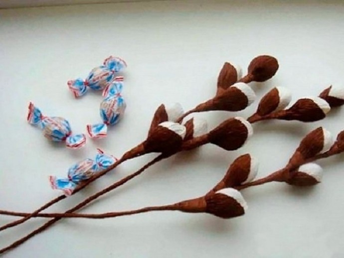 Верба из ватных палочек