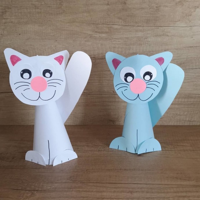 Объемные котики из бумаги