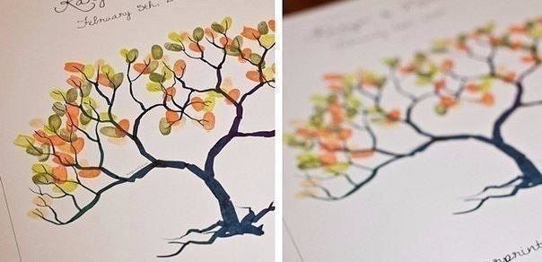 ​Рисование деревьев при помощи отпечатков пальцев