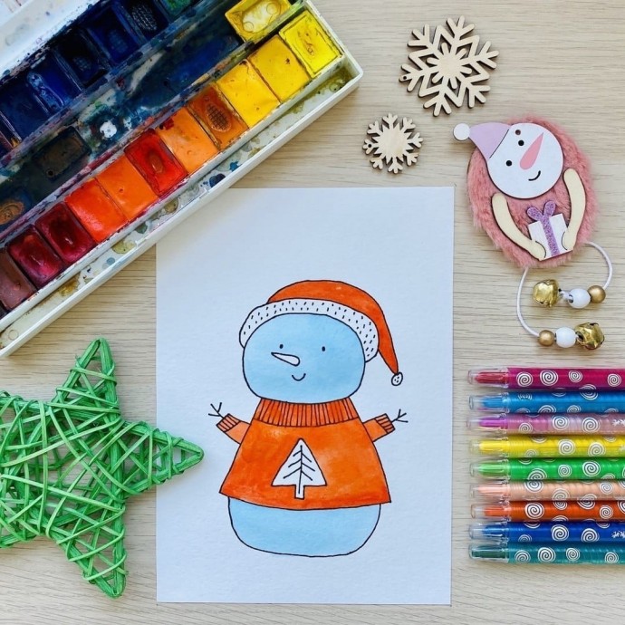 Рисуем снеговика