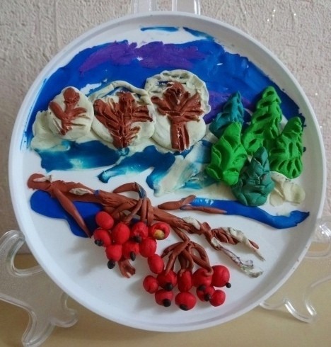 Зимние тарелочки с рябиной Зимние тарелочки с рябиной