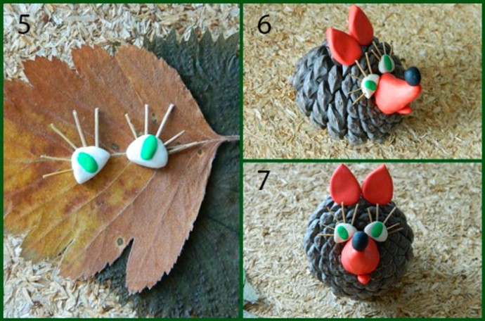 Лиса из шишки и пластилина