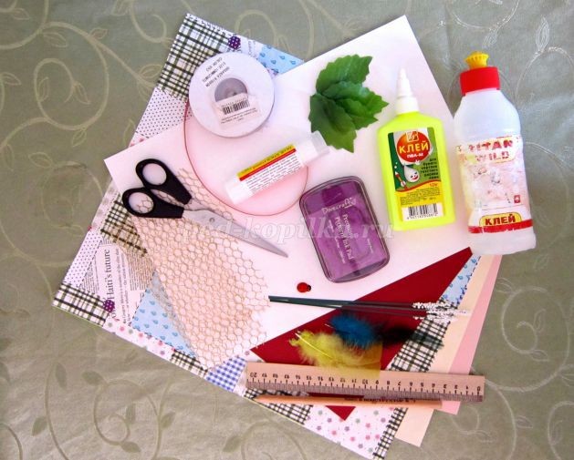 ​Открытка детскими руками в технике скрапбукинг: часть 1