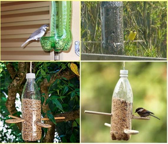 Простые кормушки для птиц из пластиковых бутылок