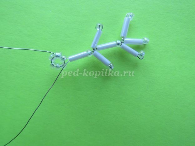 ​Снежинка из бисера и стекляруса: часть 2