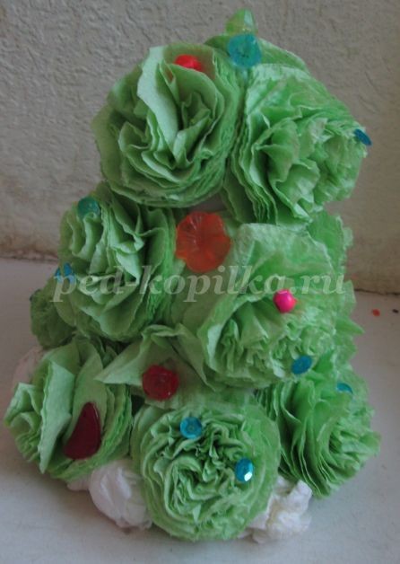 Ёлка из салфеток детскими руками: новогодний мастер-класс, часть 4