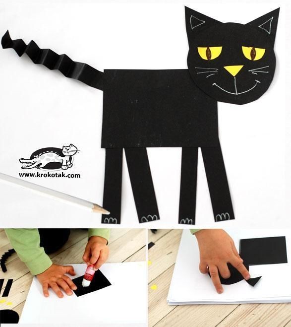 Черный кот с хвостом-гармошкой