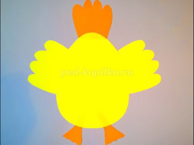Цыплёнок из офисной цветной бумаги