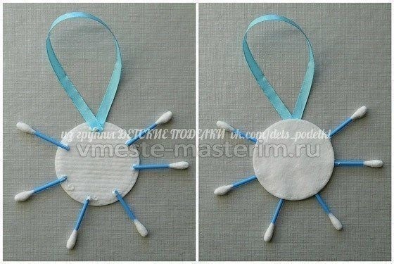 Снежинка из ватных палочек Снежинка из ватных палочек