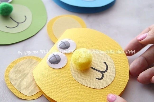 Открытка в виде головы мишки