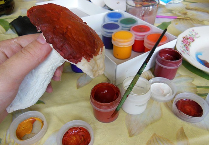 Чудесные грибы из ваты и клейстера детскими руками