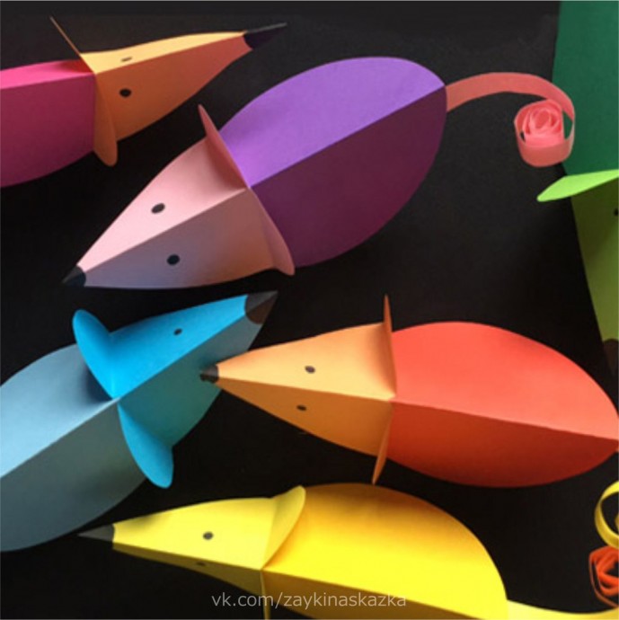 Мышки из цветной бумаги Мышки из цветной бумаги