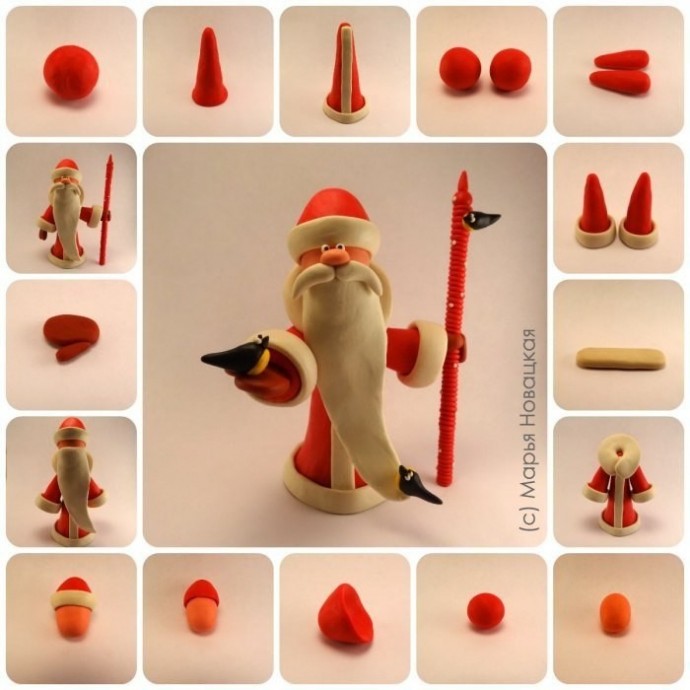 Лепим с детьми из пластилина Деда Мороза