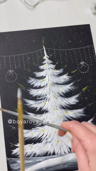 Рисуем белую ель