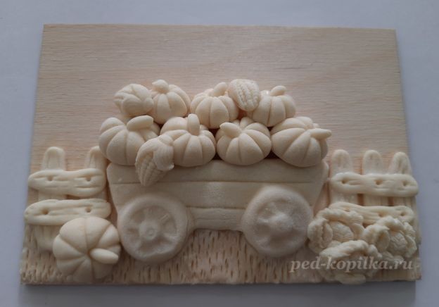 ​Осеннее панно с тыквами из солёного теста: часть 2