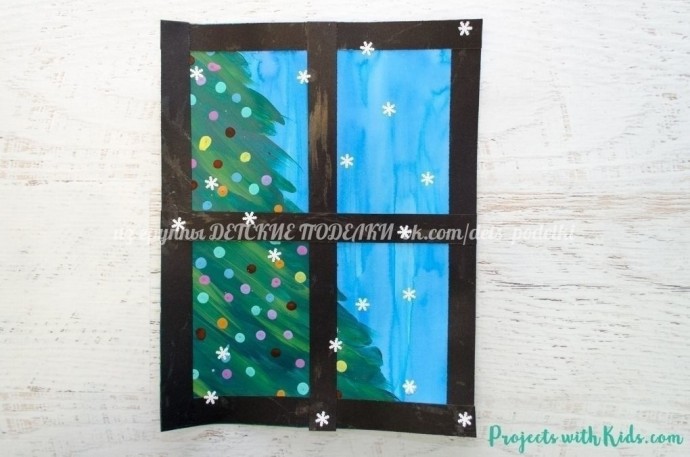 Новогоднее окошко с елочкой