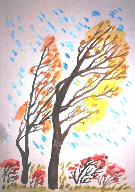 Рисование осеннего дерева