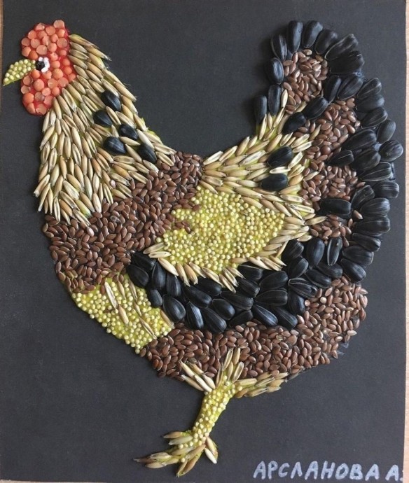 Идеи поделок из круп и семян