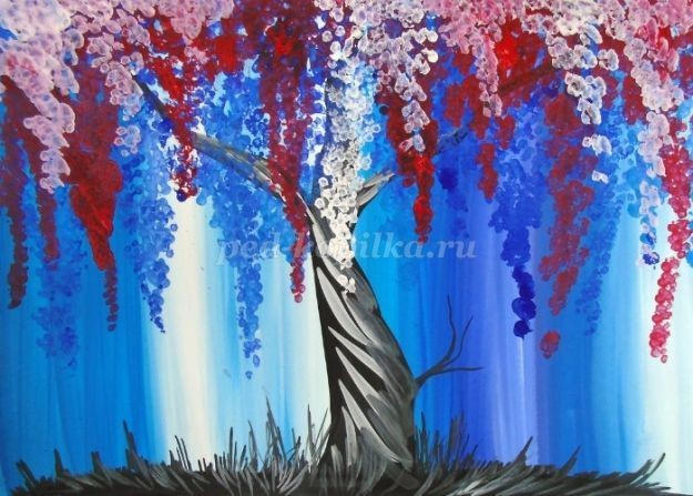 Цветущие дерево гуашью: часть 2 Цветущие дерево гуашью: часть 2