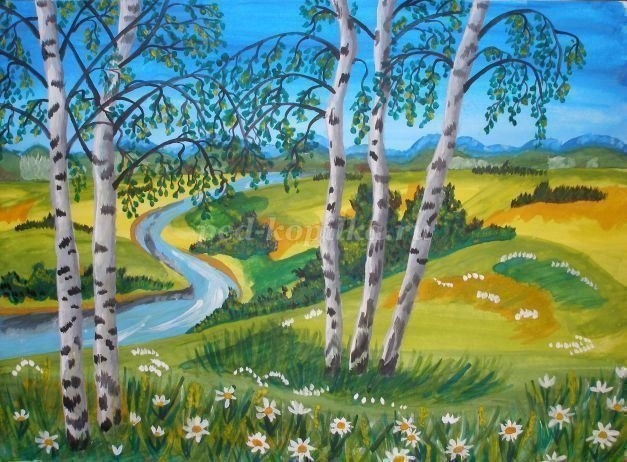 Рисуем гуашью летний пейзаж Рисуем гуашью летний пейзаж