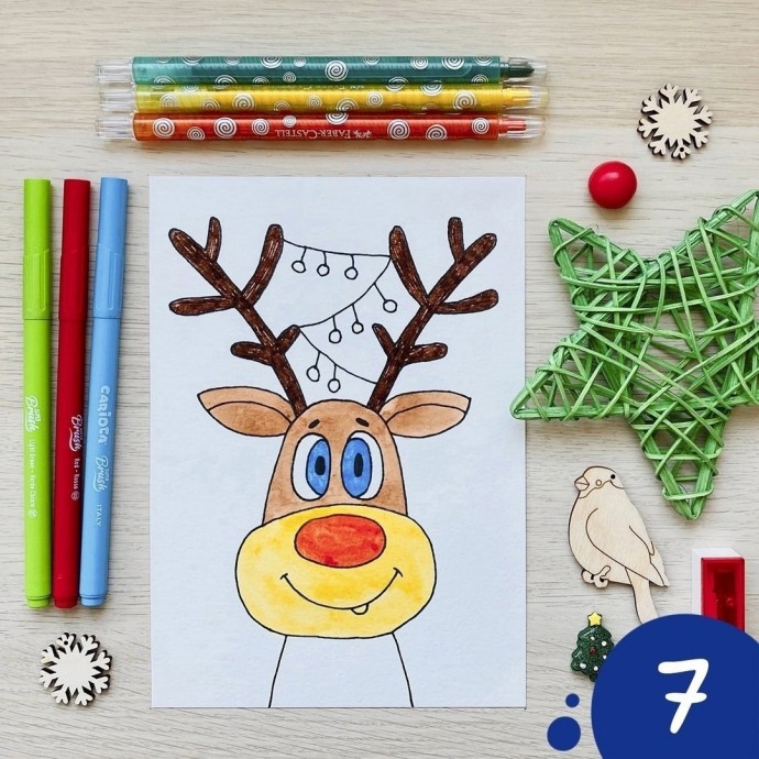 Олень с гирляндой на рогах