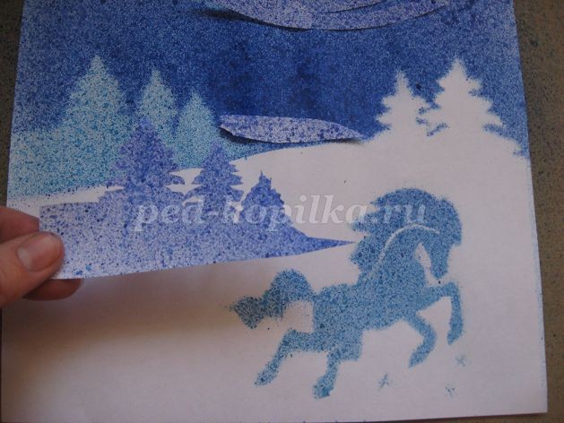 ​Мастер-класс по рисованию: набрызг многослойный "Волшебница зима", часть 2