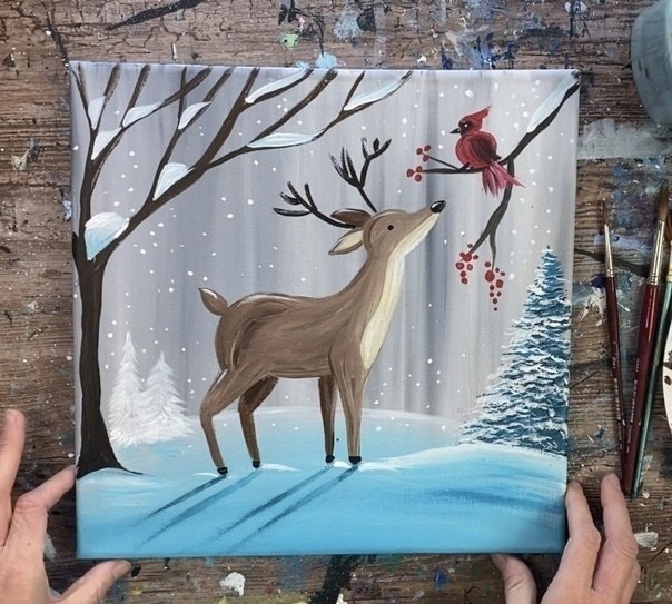 Олень и птичка