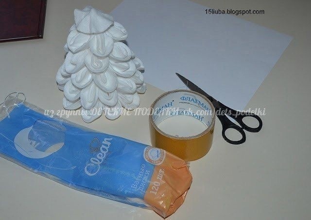 ​Елочка из ватных дисков