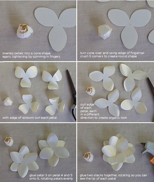 Красивые бумажные цветы гардении детскими руками