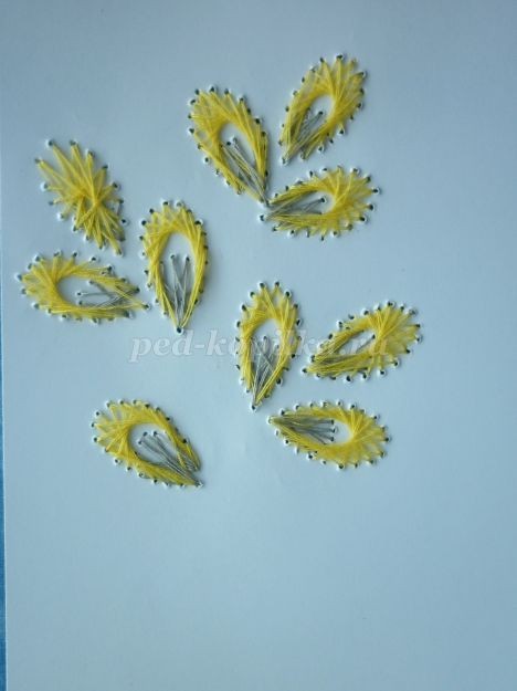 ​Открытка "Веточка вербы" в технике изонить: часть 2