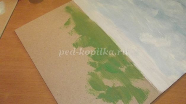 ​Рисуем пейзаж губкой: часть 1