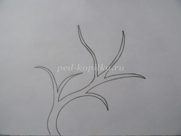 ​Аппликация из джинсовой ткани детскими руками: дерево с совами, часть 1