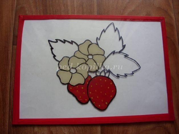 Пластилинография на стекле "Клубника": мастер-класс, часть 2