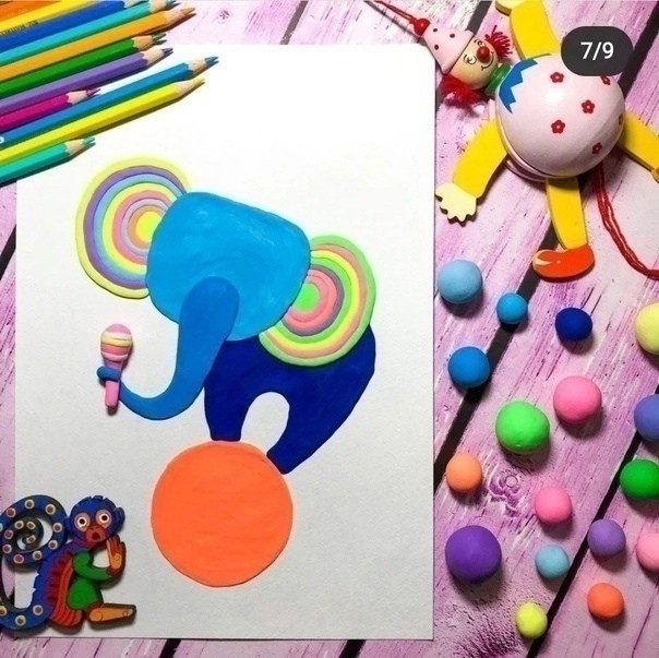 Рисуем слоненка пластилином Рисуем слоненка пластилином
