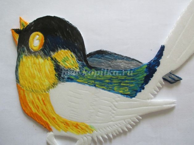 Синица из потолочной плитки детскими руками: мастер-класс, часть 2 Синица из потолочной плитки детскими руками: мастер-класс, часть 2