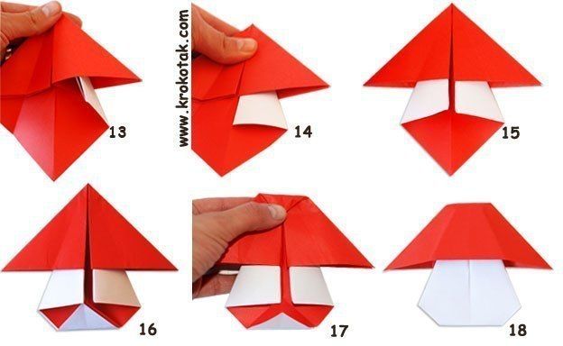 ​Мухоморы в технике оригами
