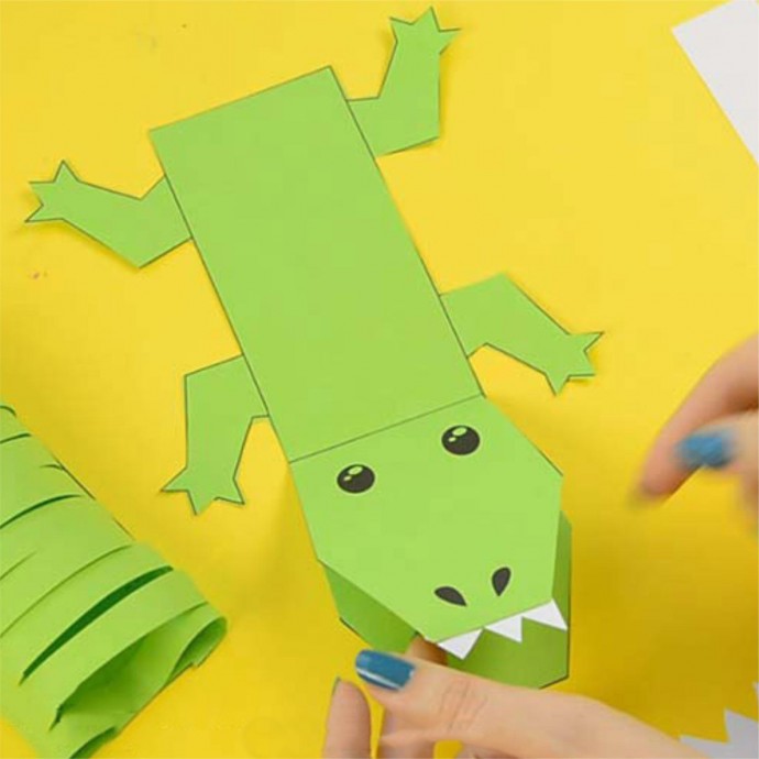 Бумажный объёмный крокодил