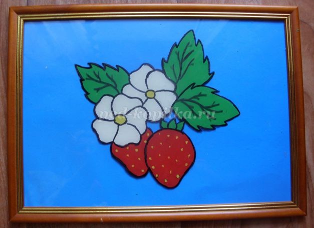 Пластилинография на стекле "Клубника": мастер-класс, часть 2