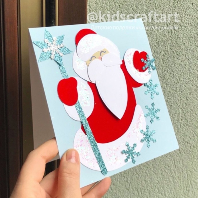 Детские новогодние поделки-открытки