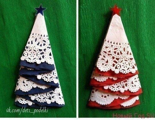 Новогодние елочки из салфеток Новогодние елочки из салфеток