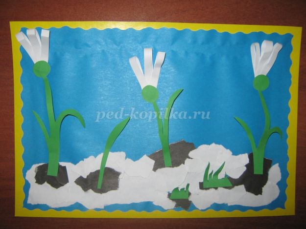 Объемная аппликация из бумаги "Подснежники": часть 2 Объемная аппликация из бумаги "Подснежники": часть 2