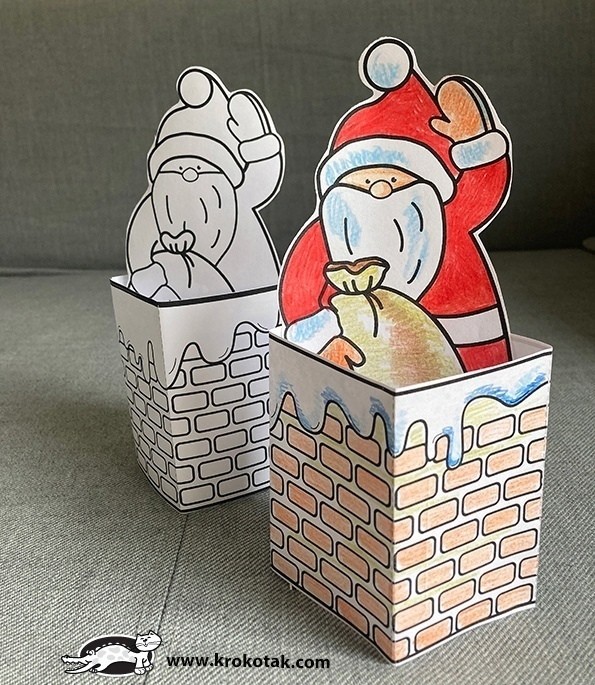 Поделка-раскраска "Дед Мороз с мешком подарков"