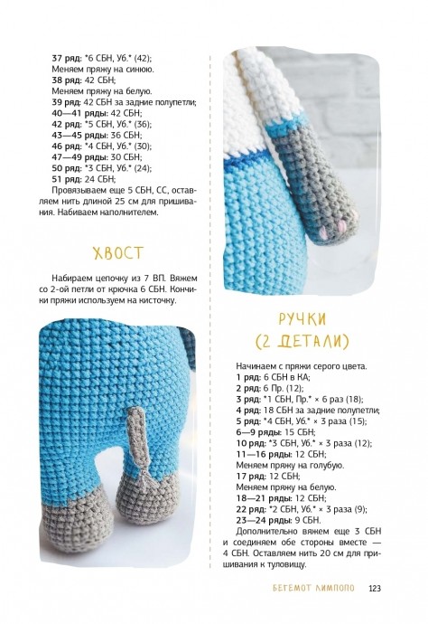 Бегемотик из пряжи